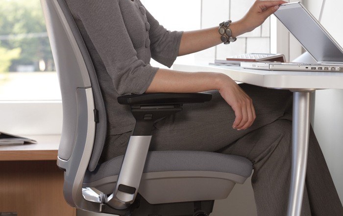 Amia Ergonomic Task Chair in Black with Platinum/Chrome Base by Steelcase- Fully Loaded - - Image 5