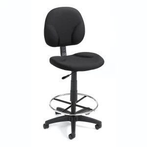 Armless Drafting Stool with Black Crepe Fabric Upholstery by Boss Office Products