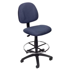 Armless Drafting Stool with Blue Crepe Fabric Upholstery by Boss Office Products
