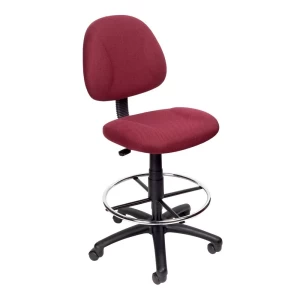 Armless Drafting Stool with Burgundy Crepe Fabric Upholstery by Boss Office Products