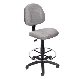 Armless Drafting Stool with Gray Crepe Fabric Upholstery by Boss Office Products