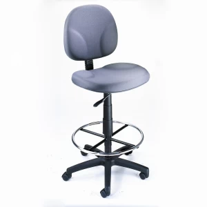 Armless Drafting Stool with Gray Crepe Fabric Upholstery by Boss Office Products