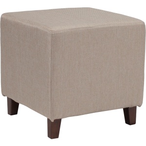 Ascalon Upholstered Ottoman Pouf in Beige Fabric by Flash Furniture