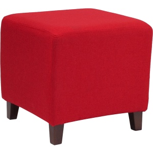 Ascalon Upholstered Ottoman Pouf in Red Fabric by Flash Furniture