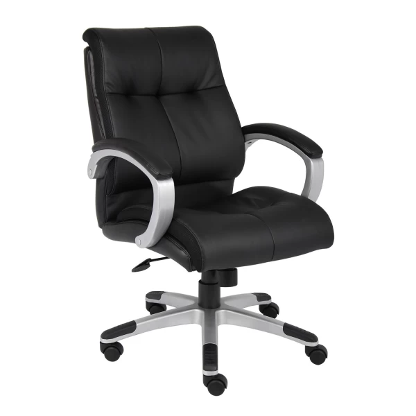 Back-Double-Plush-Executive-Office-Chair-with-Black-LeatherPlus-Upholstery-with-Silver-Finish-by-Boss-Office-Products