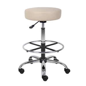 Backless Medical Drafting Stool with Beige Caressoft Upholstery by Boss Office Products