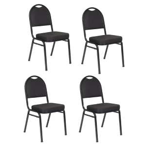 Banquet Stack Chair with Black Crepe Fabric Upholstery (Set of 4) by Boss Office Products