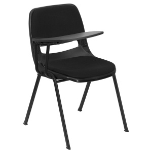 Black-Padded-Ergonomic-Shell-Chair-with-Right-Handed-Flip-Up-Tablet-Arm-by-Flash-Furniture