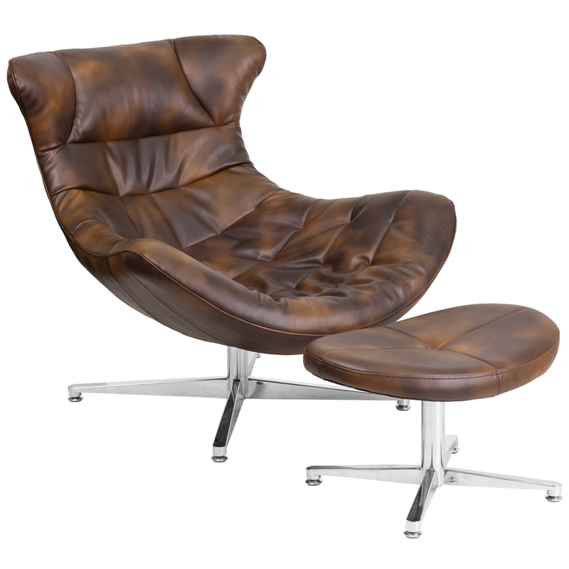 Jacket Chair Bomber Jacket Leather Cocoon Chair with Ottoman - by Flash Furniture ...