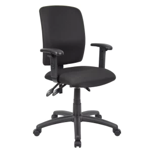 Budget Task Chair with Adjustable Arms with Black Crepe Fabric Upholstery by Boss Office Products
