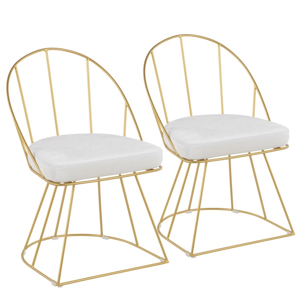 Canary-Contemporary-DiningAccent-Chair-in-Gold-and-White-Velvet-Fabric-by-LumiSource-Set-of-2