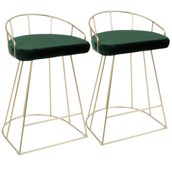 Canary-Contemporary-Glam-Counter-Stool-in-Gold-with-Green-Velvet-by-LumiSource-Set-of-2