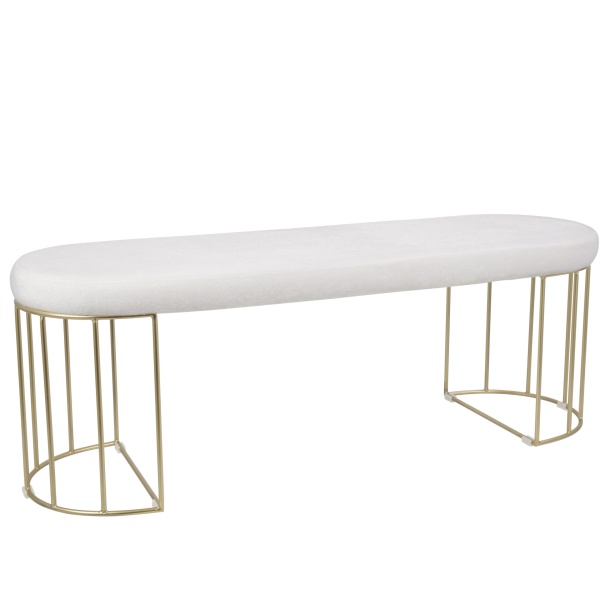 Canary-Contemporary-Glam-DiningEntryway-Bench-in-Gold-and-White-Mohair-Fabric-by-LumiSource