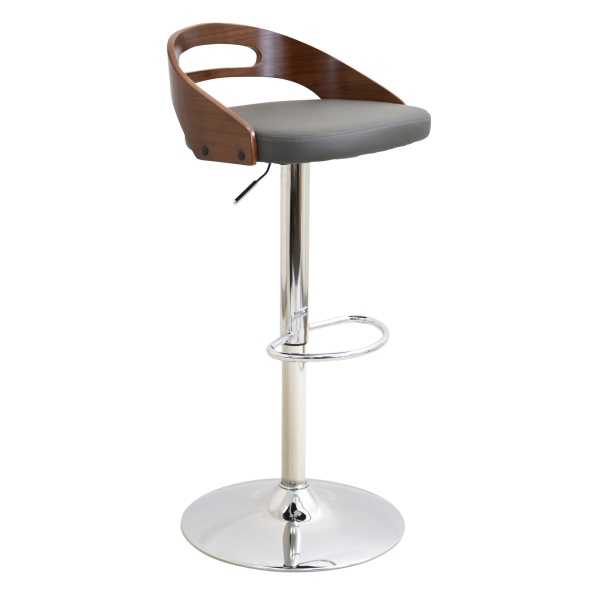 Cassis-Mid-Century-Modern-Adjustable-Barstool-with-Swivel-in-Walnut-and-Grey-Faux-Leather-by-LumiSource