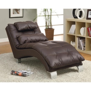 Chaise with Brown Leatherette Upholstery by Coaster Fine Furniture