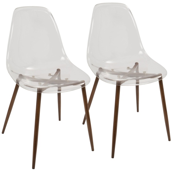 Clara-Mid-Century-Modern-Dining-Chair-in-Walnut-and-Clear-by-LumiSource-Set-of-2