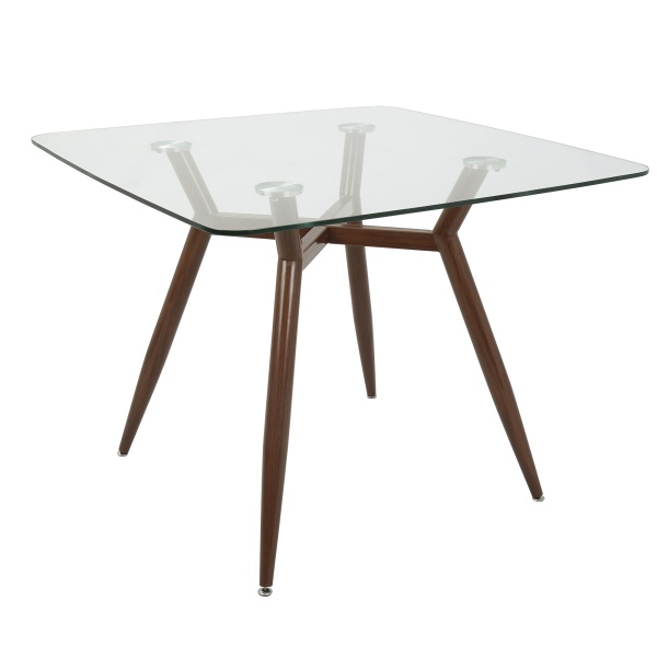 Clara-Mid-Century-Modern-Square-Dining-Table-with-Walnut-Metal-Legs-and-Clear-Glass-Top-by-LumiSource