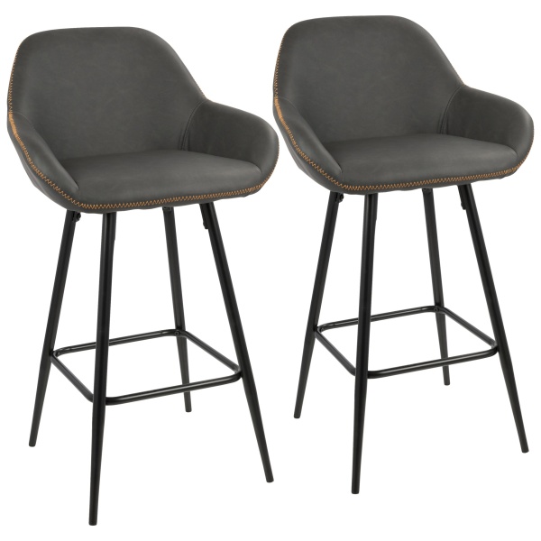 Clubhouse-Contemporary-26-Counter-Stool-with-Black-Frame-and-Grey-Vintage-Faux-Leather-by-LumiSource-Set-of-2