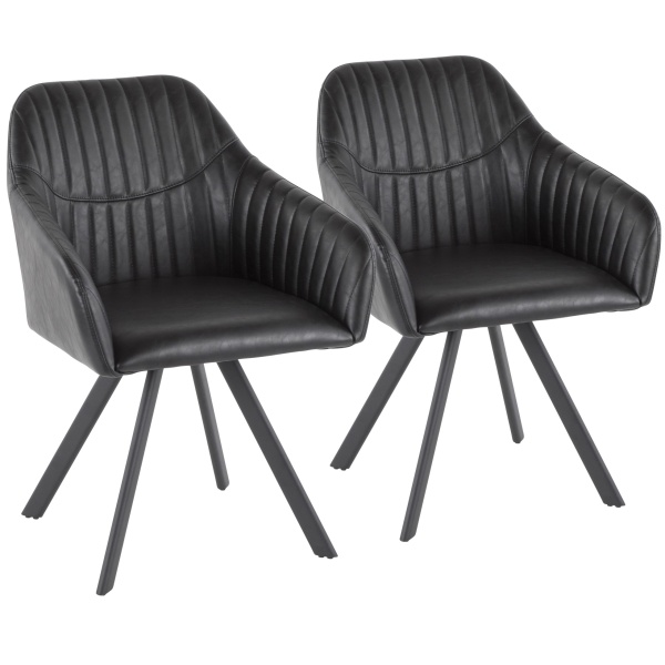 Clubhouse-Contemporary-Pleated-Chair-in-Black-Faux-Leather-by-LumiSource-Set-of-2