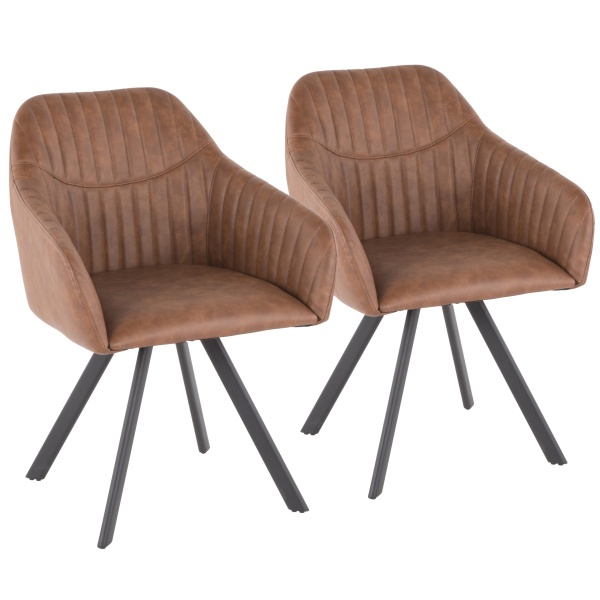 Clubhouse-Contemporary-Pleated-Chair-in-Brown-Faux-Leather-by-LumiSource-Set-of-2