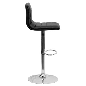 Alternative view of Contemporary Black Vinyl Adjustable Height Barstool with Chrome Base - by Flash Furniture