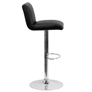 Alternative view of Contemporary Black Vinyl Adjustable Height Barstool with Chrome Base - by Flash Furniture