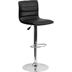 Contemporary Black Vinyl Adjustable Height Barstool with Chrome Base - by Flash Furniture