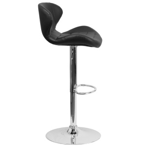Alternative view of Contemporary Black Vinyl Adjustable Height Barstool with Chrome Base - by Flash Furniture