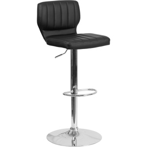 Contemporary Black Vinyl Adjustable Height Barstool with Chrome Base - by Flash Furniture