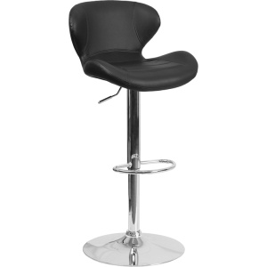 Contemporary Black Vinyl Adjustable Height Barstool with Chrome Base - by Flash Furniture