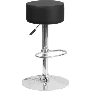 Contemporary Black Vinyl Adjustable Height Barstool with Chrome Base - by Flash Furniture
