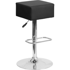 Contemporary Black Vinyl Adjustable Height Barstool with Chrome Base - by Flash Furniture