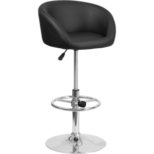 Contemporary Black Vinyl Adjustable Height Barstool with Chrome Base - by Flash Furniture