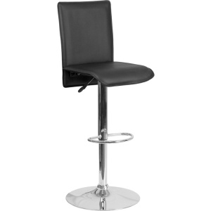 Contemporary Black Vinyl Adjustable Height Barstool with Chrome Base - by Flash Furniture