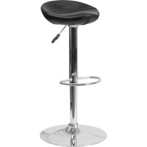 Contemporary Black Vinyl Adjustable Height Barstool with Chrome Base - by Flash Furniture