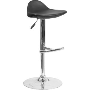 Contemporary Black Vinyl Adjustable Height Barstool with Chrome Base - by Flash Furniture