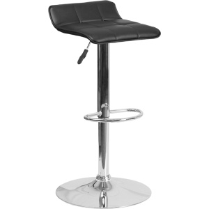 Contemporary Black Vinyl Adjustable Height Barstool with Chrome Base - by Flash Furniture