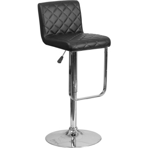 Contemporary Black Vinyl Adjustable Height Barstool with Chrome Base - by Flash Furniture
