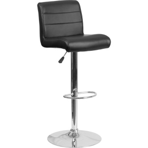 Contemporary Black Vinyl Adjustable Height Barstool with Chrome Base - by Flash Furniture