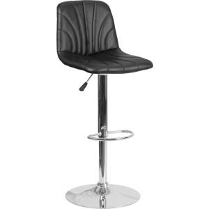 Contemporary Black Vinyl Adjustable Height Barstool with Chrome Base - by Flash Furniture