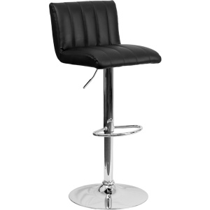 Contemporary Black Vinyl Adjustable Height Barstool with Chrome Base - by Flash Furniture
