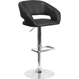 Contemporary Black Vinyl Adjustable Height Barstool with Chrome Base - by Flash Furniture