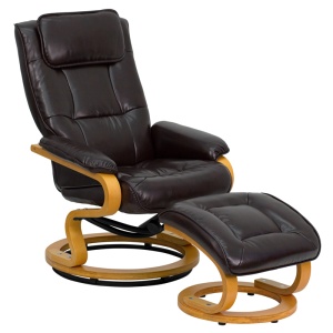 Contemporary-Brown-Leather-Recliner-and-Ottoman-with-Swiveling-Maple-Wood-Base-by-Flash-Furniture