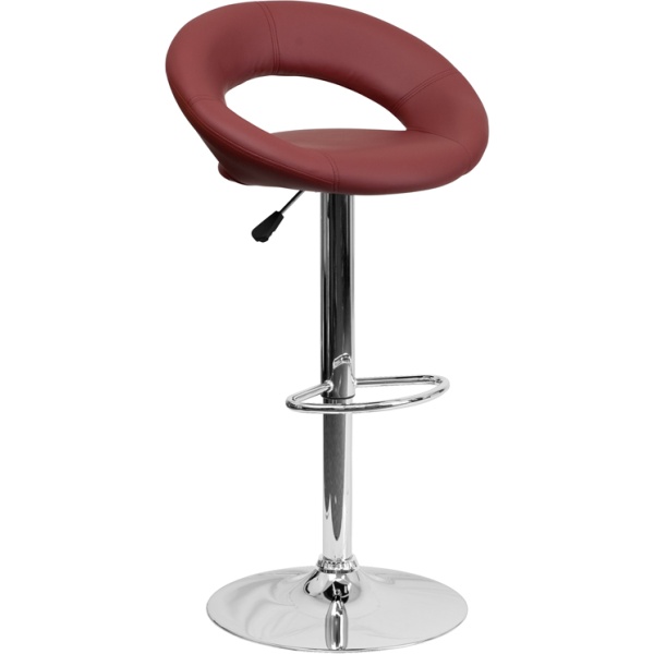 Contemporary-Burgundy-Vinyl-Rounded-Back-Adjustable-Height-Barstool-with-Chrome-Base-by-Flash-Furniture