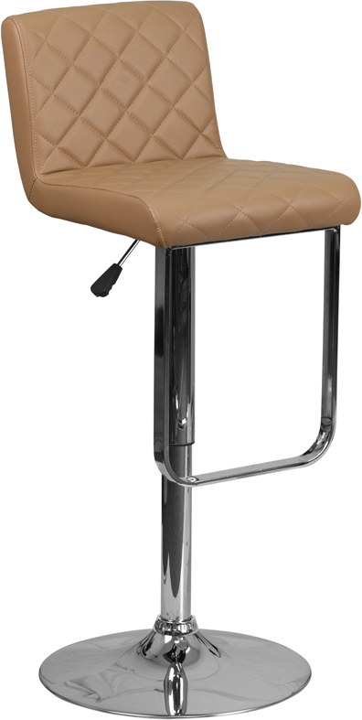 Contemporary Cappuccino Vinyl Adjustable Height Barstool with Chrome Base - by Flash Furniture