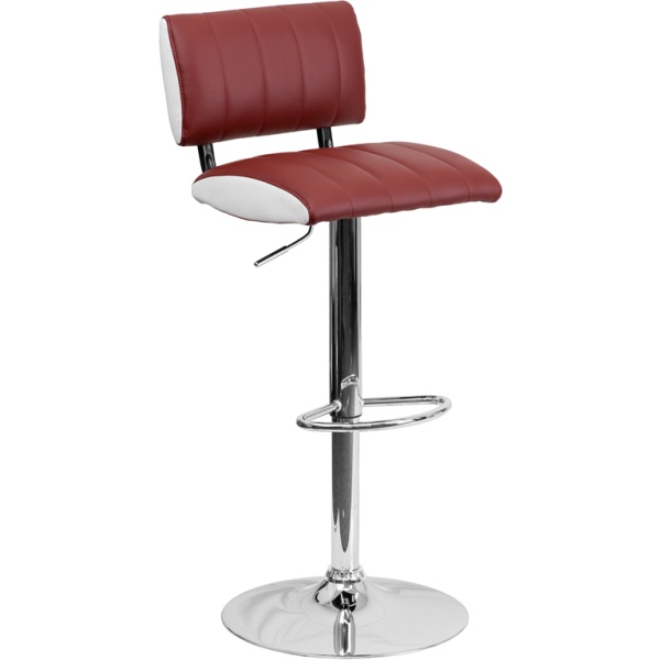 Contemporary-Two-Tone-Burgundy-White-Vinyl-Adjustable-Height-Barstool-with-Chrome-Base-by-Flash-Furniture