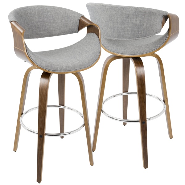 Curvini-Mid-Century-Modern-Barstool-in-Walnut-Wood-and-Grey-Fabric-by-LumiSource