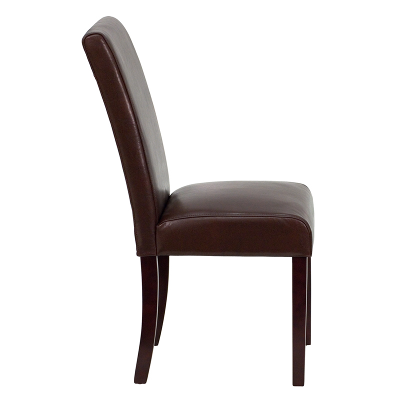 Dark Brown Leather Parsons Chair by Flash Furniture Madison Seating