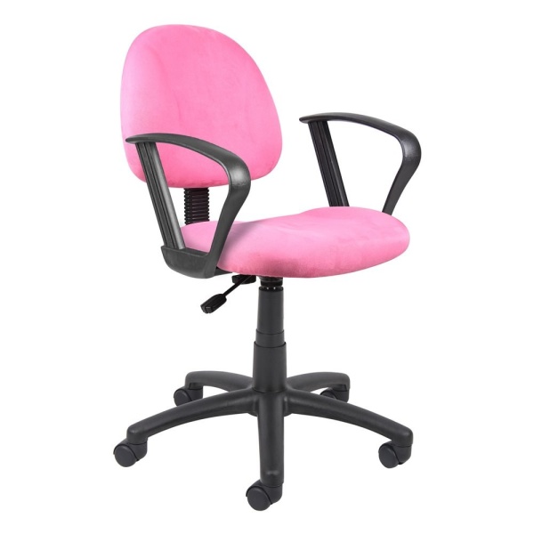 Deluxe-Posture-Microfiber-Office-Chair-with-Loop-Arms-with-Pink-Microfiber-Upholstery-by-Boss-Office-Products
