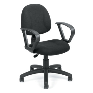 Deluxe Posture Tweed Office Chair with Loop Arms with Black Tweed Upholstery by Boss Office Products
